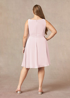 Azazie Shirley Mother of the Bride Dresses Blushing Pink A-Line Scoop Pleated Chiffon Dress image12