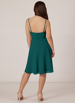 Azazie Kalie Junior Peacock A-Line with Belt Chiffon Dress image2