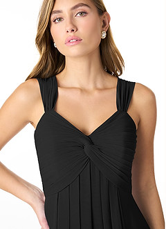 Azazie Kaitlynn Final Sale Black Empire Ruched Chiffon Convertible Dress image7