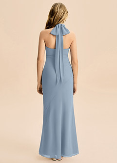 Azazie Velli Junior Dusty Blue Mermaid High Neck Chiffon Dress image2