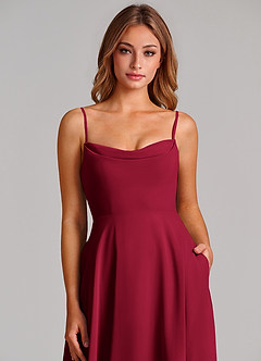 Azazie Elle Robes de demoiselle d'honneur Robe Trapèze en Mousseline de soie Plissée Bourgogne image6