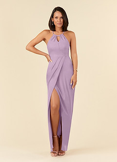 Azazie Hadid Final Sale Wisteria Sheath Pleated Mesh Dress image3