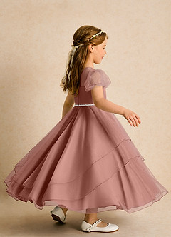 Azazie Duckie Abiti da Ragazza di Fiori Abito Principessa in Tulle Plissettato Cedro Rosa image2