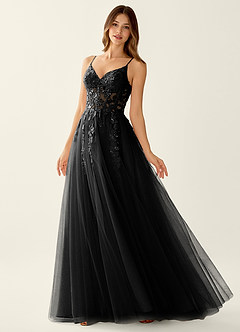 Mayami Black Lace Sequin Embroidery Tulle Prom Dress image1