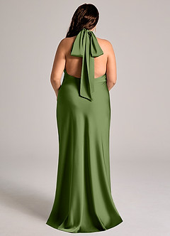 Azazie Velli Bridesmaid Dresses Juniper Mermaid High Neck Stretch Satin Dress image9