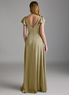 Azazie Omari Bridesmaid Dresses Moss Green A-Line Stretch Satin Dress image2