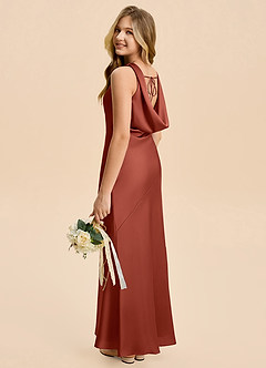 Azazie Rylina Junior Meerjungfrau-Linie Stretch-Satin Kleid Terrakotta image5