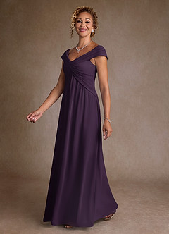 Azazie Myrtle Mother of the Bride Dresses Plum A-Line Pleated Chiffon Dress image4
