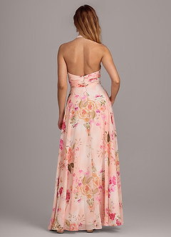 Azazie Tessie Robes de demoiselle d'honneur Robe Trapèze en Mousseline de soie Col V plissé Bouquet Florale Abstrait image2