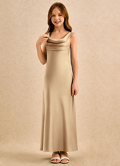 Azazie Raspberry Girls Formal Flower Girl Klänningar Klä A-Line i Stretch Satin Plisserad image5