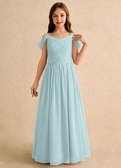 Azazie Chelo Girls Formal Flower Girl Dresses Mist A-Line Pleated Chiffon Dress image5
