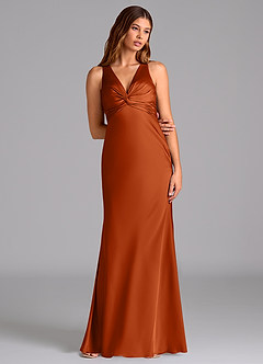 Azazie Hati Brudtärnklänningar Klä av Sjöjungfru i Stretch Satin Bränd Apelsin image3