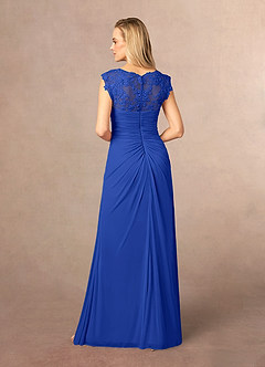 Azazie Jovie Mother of the Bride Dresses Royal Blue A-Line Lace Dress image3