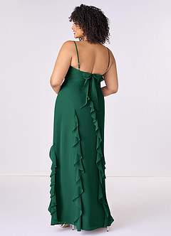 Barbie ♥ Azazie Bridesmaid Dresses Emerald Sheath Bow Chiffon Dress image7