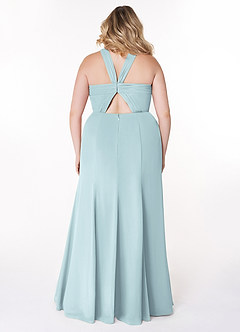 Azazie Rue Bridesmaid Dresses Mist A-Line Halter Chiffon Dress image8
