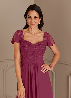 Azazie Gwenyth Kleider für die Brautmutter A-Linie Spitze Chiffon Kleid Maulbeerrot image12