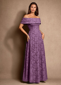 Azazie New Britain Mère de la mariée Robes Robe Trapèze en Blumen-Burnout Plissée Glycine image2