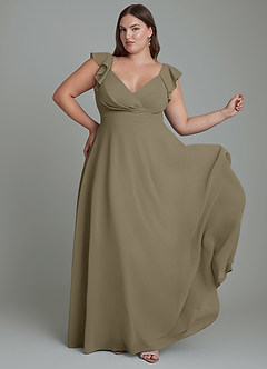 Azazie Leilani Bridesmaid Dresses Willow Green A-Line Pleated Chiffon Dress image8