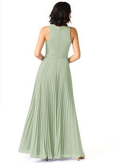 Azazie Lindie Bridesmaid Dresses Dusty Sage A-Line Scoop Pleated Chiffon Dress image2