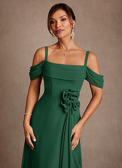 Azazie Amherst Abiti per la Madre della Sposa Abito A-Line in Chiffon a Spalla Scoperta Verde Scuro image5