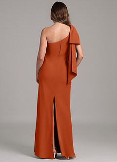 Azazie Capri Bridesmaid Dresses Burnt Orange A-Line One Shoulder Chiffon Dress image2