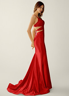 Lumina Red V-Neck Hot Rhinestones Corset Prom Dress image5