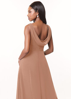 Azazie Karina Bridesmaid Dresses Champagne Rose A-Line Pleated Chiffon Dress image4