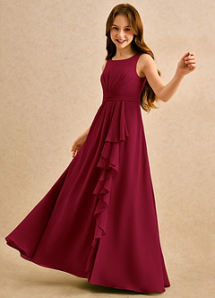 Azazie Chibi Girls Formal Flower Girl Dresses Burgundy A-Line Pleated Chiffon Dress image5