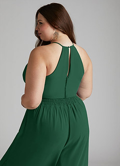Azazie Kenzi Bridesmaid Dresses Dark Green Pleated Chiffon Jumpsuit image10