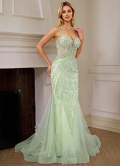 light green corset prom dress Josepheas Beading Tulle Mermaid Prom and Homecoming Dresses Red Prom Dresses