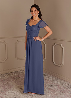 Azazie Gwenyth Mother of the Bride Dresses Stormy A-Line Lace Chiffon Dress image4