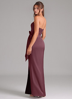 Azazie Jamie Vestidos de damas de honor Vestido de Sangrado de Satén Elástico de Corte en A Convertible con Sin tirantes image5