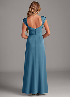 Azazie Laila Jurken voor bruidsmeisjes Jurk van Stretch Satijn met A-Lijn Geplooid Bermuda image2