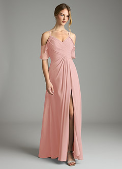 Azazie Dakota Bridesmaid Dresses Rosette A-Line V-Neck Pleated Chiffon Dress image3