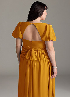 Azazie Madisynn Zwangerschaps Bruidsmeisjekleding Boog Chiffon Vloerlengte Jurk image10