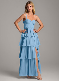 Azazie Alanna Bridesmaid Dresses Steel Blue A-Line Sweetheart Neckline Chiffon Dress image5