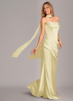 Azazie Pelagia Suknie dla druhen Syrena Gorset Satyna elastyczna Do ziemi Sukienka image1