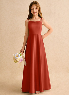 Azazie Joella Girls Formal Flower Girl Klänningar Klä A-Line i Stretch Satin Plisserad image3