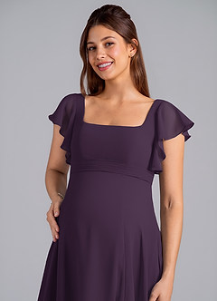 Azazie Bondi Probar vestidos en casa Vestido de Corte En A Volante Hasta el suelo Gasa image5