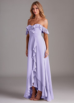 Azazie Lyra Bridesmaid Dresses Lilac A-Line Chiffon Convertible Dress image5
