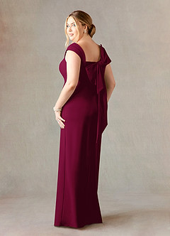 Azazie Ellen Mère de la mariée Robes Robe Fourreau en Crêpe Élastique Fente Latérale Bourgogne image9