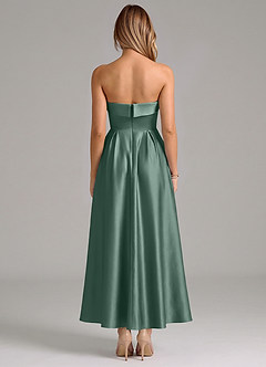 Azazie Lucienne Bridesmaid Dresses Eucalyptus A-Line Pleated Stretch Satin Dress image6