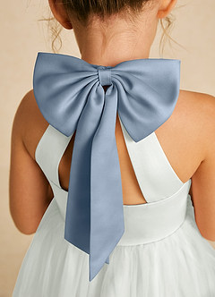 Azazie Dora Blumenmädchenkleider A-Linie Schleifen Tüll Kleid Elfenbein Taubenblau image5