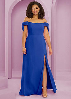 Barbie ♥ Azazie Jurken voor bruidsmeisjes Converteerbaar Jurk van Chiffon met A-Lijn Off the Shoulder Koningsblauw image7