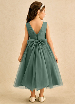 Azazie Macaron Jurken voor bloemenmeisjes A-Lijn Jurk van Tule Geplooid Eucalyptus image2