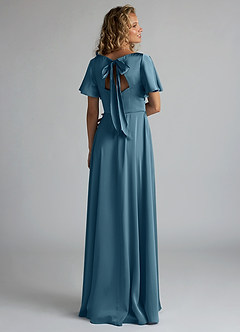 Azazie Kimber Bridesmaid Dresses Bermuda A-Line Ruched Stretch Satin Dress image2