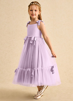 Azazie Jaci vestidos de niña de las flores Vestido de Lila Esmerilada de Gasa de Corte En A con Tirante Espagueti image1