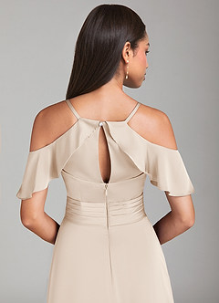 Azazie Dakota Jurken voor bruidsmeisjes Jurk van Stretch Satijn met A-Lijn Off the Shoulder Wit Albast image6