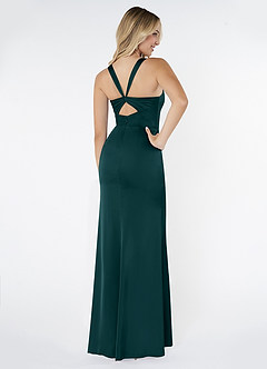 Azazie Mero Brautjungfernkleider Etui Plissee Stretch-Satin Kleid Kiefer image3