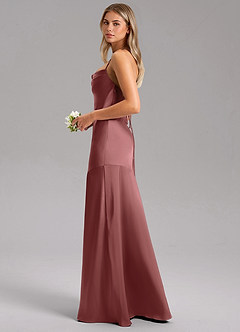 Azazie Grata Bridesmaid Dresses Amethyst Sheath Side Slit Stretch Satin Dress image5